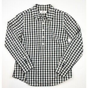 Vineyard Vines Women's Popover Gingham Plaid Black Preppy Coastal Top Size 4